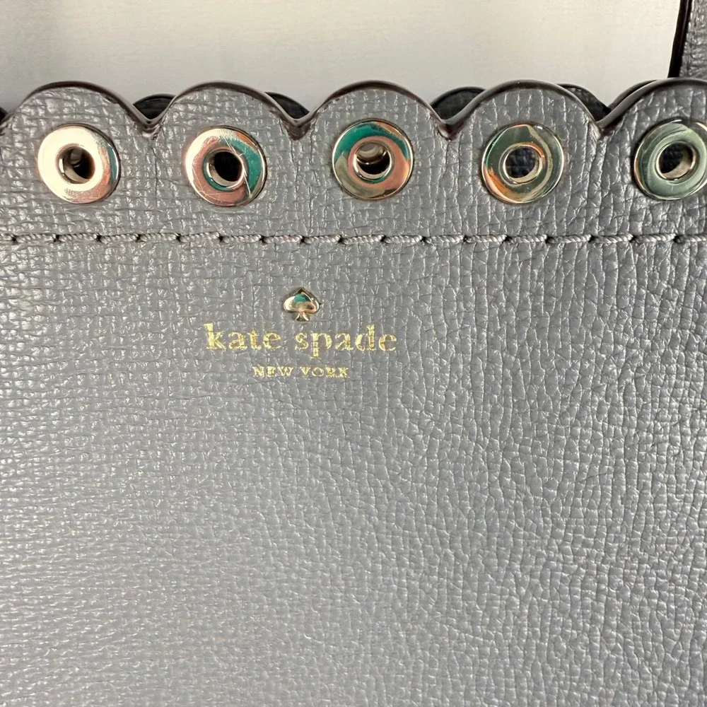Kate Spade Paloma Pebbled Gray Tote Bag Large Scallop Edge Shoulder Bag Classic‎